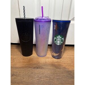 Starbucks Halloween Spider Web Tumbler‎ Set Purple Black Glitter Moon Cups